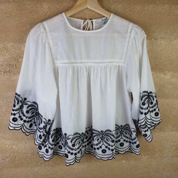 Papaya Tops - Papaya white top with Black Embroidery Sz M